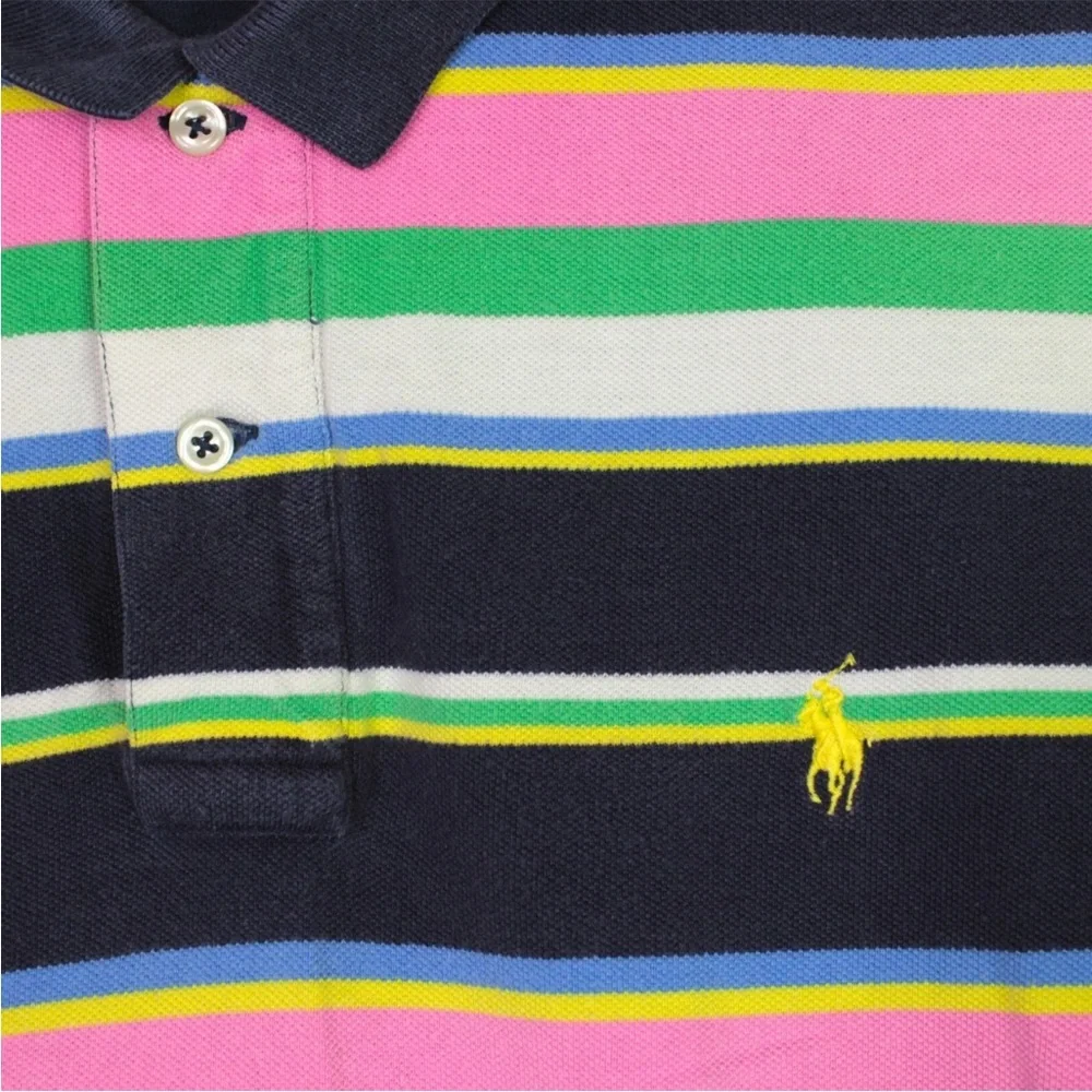 Vintage Polo Ralph Lauren Polo Shirt short sleeve Striped Size Medium 90S